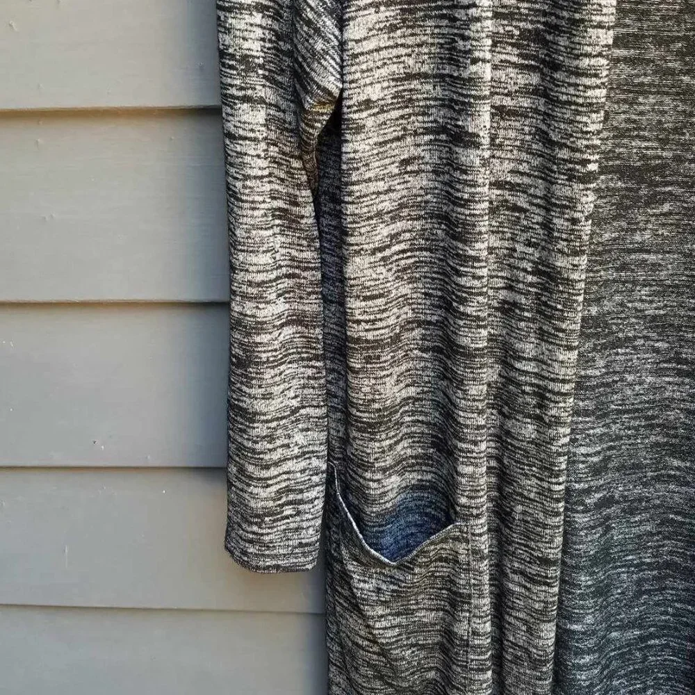 Worthington Maxi Black Gray Marled Open Front Cardigan size OX
